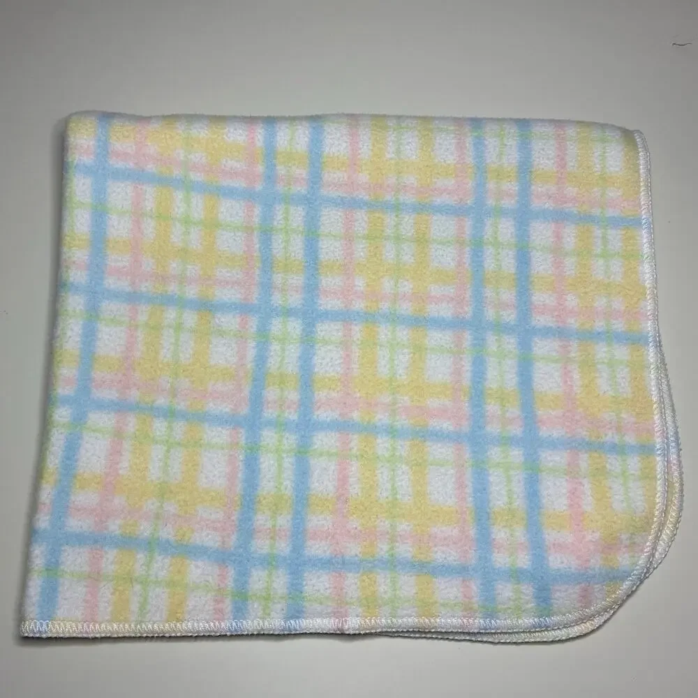 Martha Stewart Everyday Baby Blanket Pastel Plaid White Pink Blue Yellow
